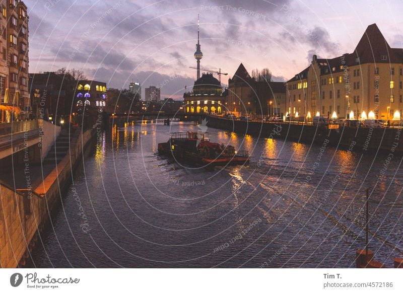 View into the sunrise from the Weidendammer Bridge towards the Bode Museum Berlin Downtown Berlin Navigation Architecture Spree Capital city Sky Town