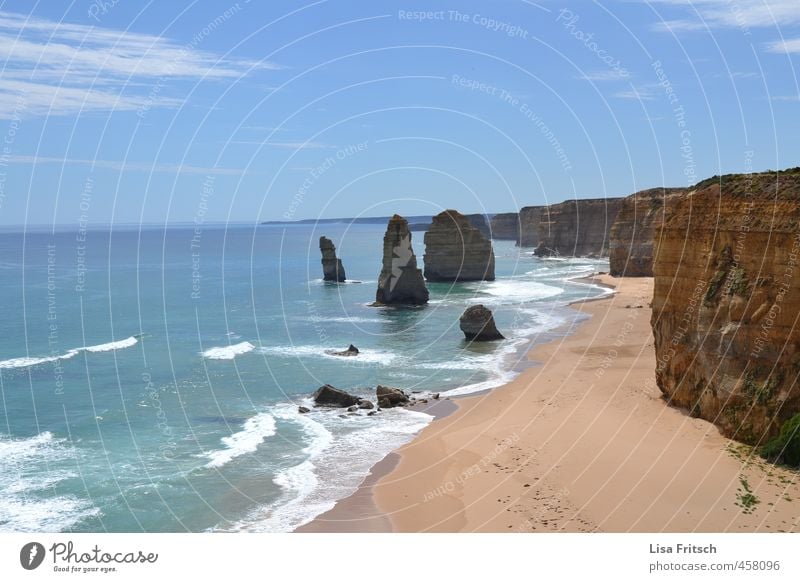 twelve apostles Leisure and hobbies Summer Summer vacation Nature Water Sky Waves Coast Beach Island Australia Great Ocean Road Vacation & Travel Esthetic