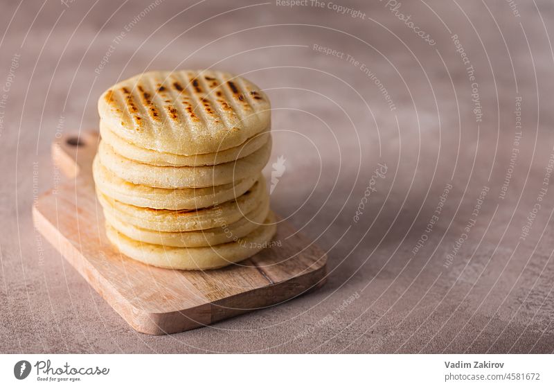 Traditional Venezuelan food arepa made from cornmeal typical venezuelan tasty snack nutrition morning latin homemade ecuador delicious criollo lunch colombia