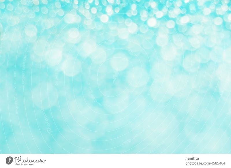 Beautiful bokeh abstract background blue color bright light blur defocused dreamy shape texture pattern design shine