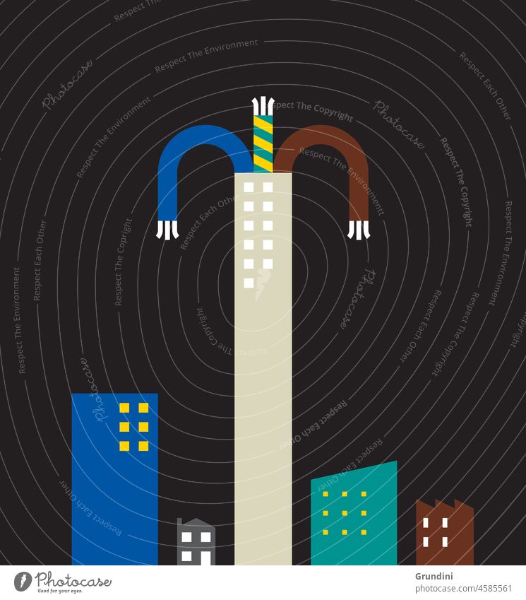 Electricity2 Eco global warming Climate change Energy Information design Dataviz Ecology illustration power supply City infographics