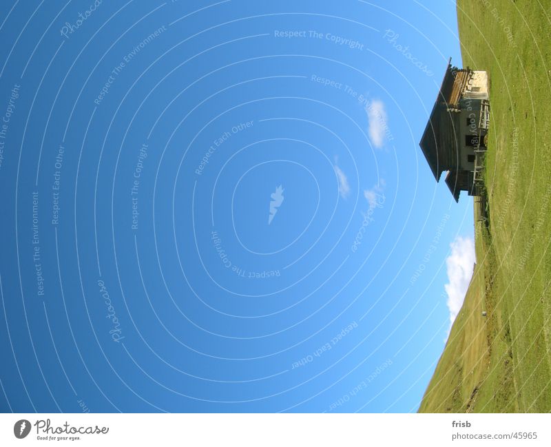 mountain hut Alpine hut Meadow Clouds Mountain Hut Sky