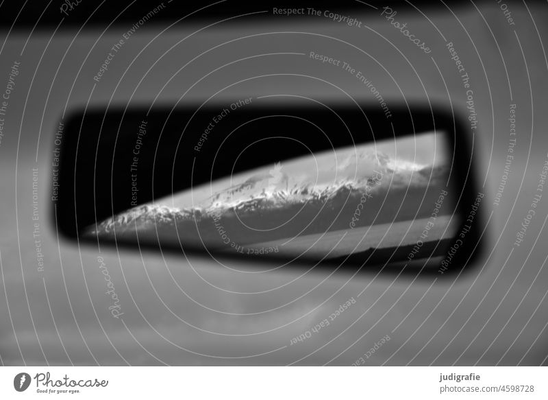 Iceland in the rear view mirror Rear view mirror Mountain mountains Snow Snowcapped peak road trip travel Landscape Vacation & Travel Adventure Trip voyage