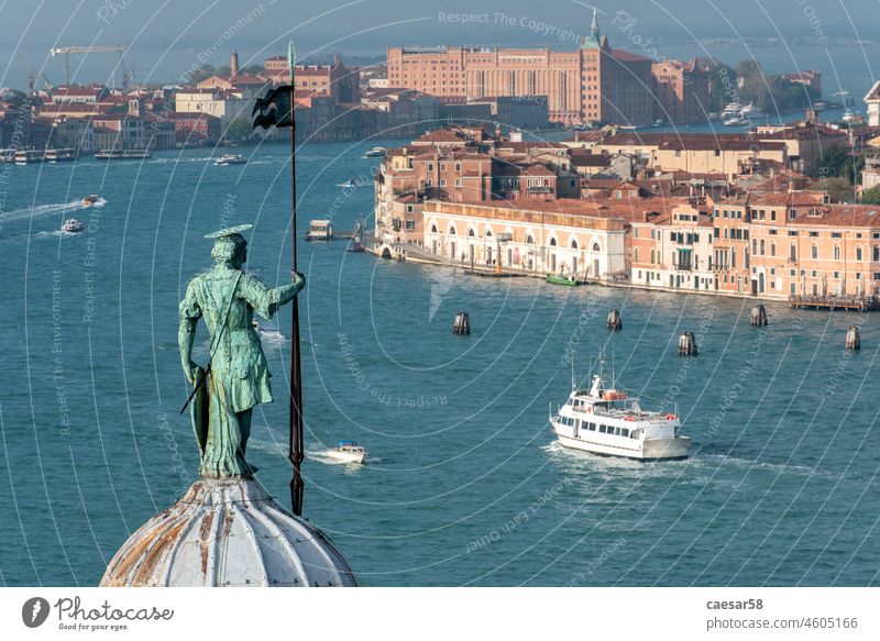 St George Statue on the Dome of Church San Giorgio Maggiore in Venice travel church vessel above statue george san giorgio maggiore transport dome italy