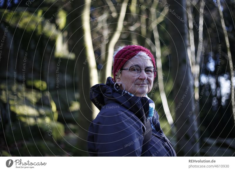 Senior citizen standing in the forest Adults Woman Grandmother Female senior 60 years and older Environment Nature Landscape Life Feminine Human being Lifestyle