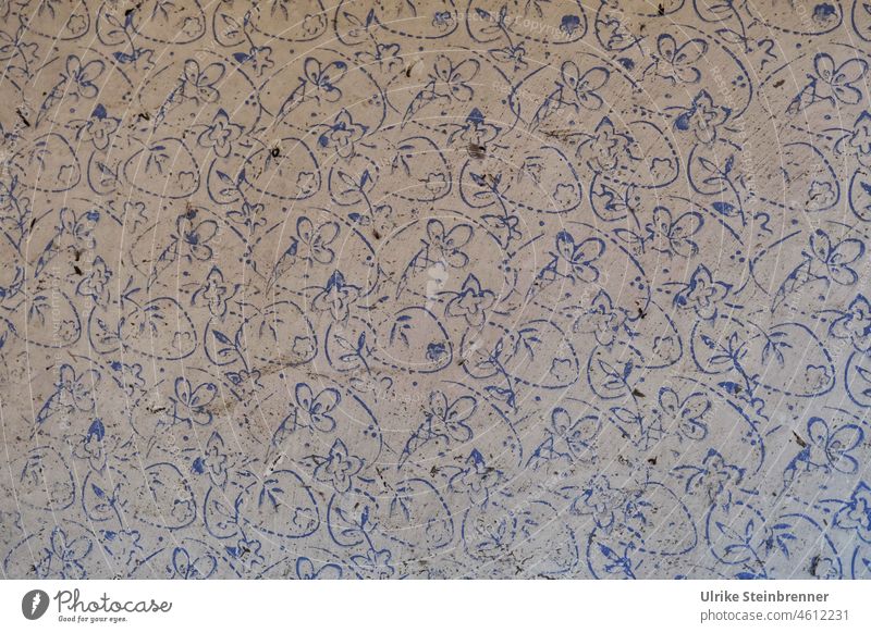 Old wallpaper pattern in abandoned farmhouse in Hungary Wallpaper Pattern Wallpaper pattern Wall cladding Decoration forsake sb./sth. disintegrate