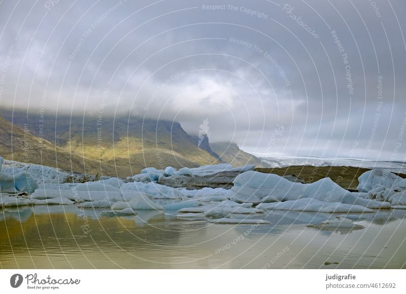 Iceland Fjallsárlón Glacier Frost Exceptional Fantastic Cold naturally Wild Lake Lakeside Climate Climate change Nature Landscape Elements Sky Clouds Weather