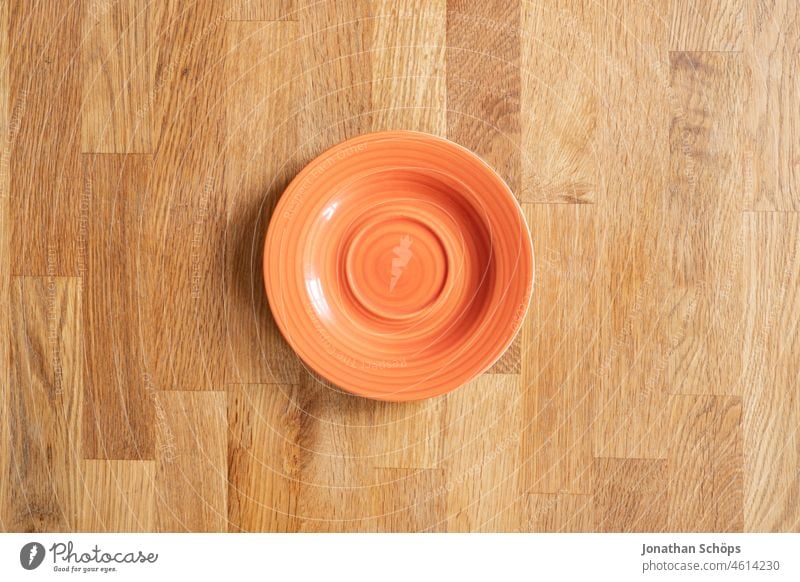 Plate flatlay on wood texture plan Eating Fasting fasting Crockery Wood Wood texture Wooden table minimalism reduction Still Life Saucer small plate Empty