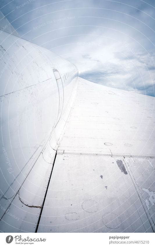 old airplane Vacation & Travel Airplane Sky Aviation Clouds Flying Blue Passenger plane Tourism Exterior shot Grand piano View from the airplane Wing Deserted