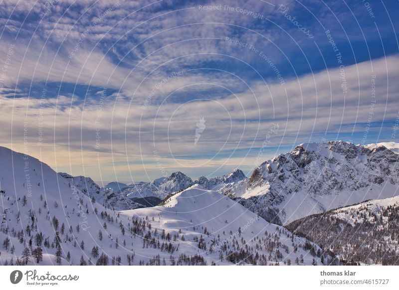 Ski resort Nassfeld wet field Snow mountains Peak wander Nature Landscape