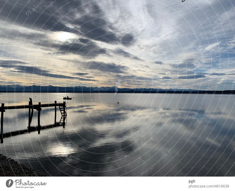 Sea of clouds at Lake Starnberg Lifestyle Joy Happy Harmonious Relaxation Calm Meditation Winter Winter vacation Sports Swimming & Bathing Environment Nature