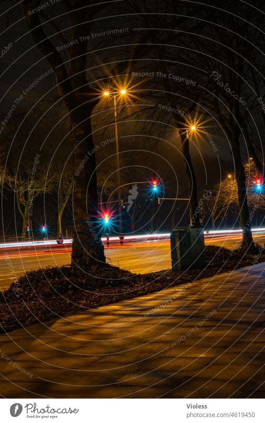 lights of the city Traffic light Red walkway Illuminate Street cross Lighting Tracers Night