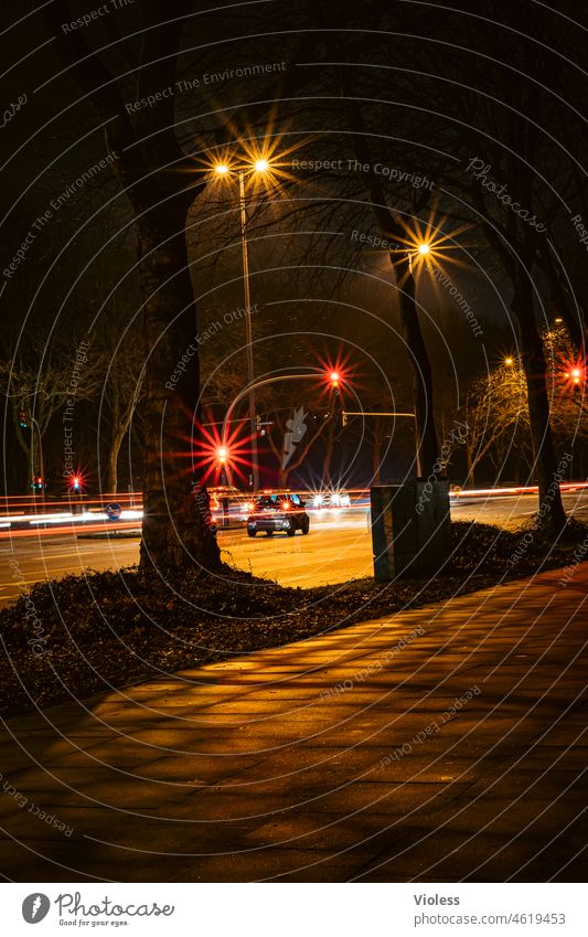 City lights II Night Tracers Lighting Illuminate Street cross walkway Red Traffic light car streetlamp