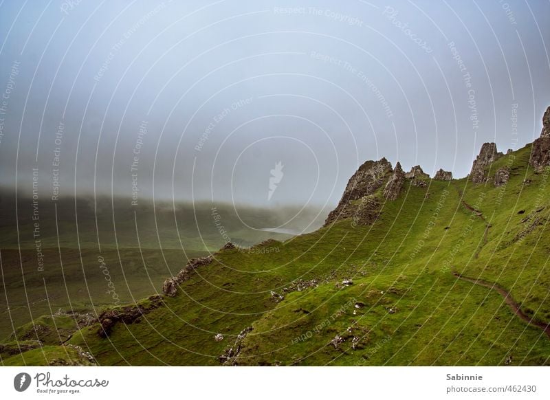 [Skye 14] Quiraing III Environment Nature Landscape Elements Earth Clouds Summer Climate Bad weather Gale Fog Plant Grass Moss Rock Mountain Isle of Skye