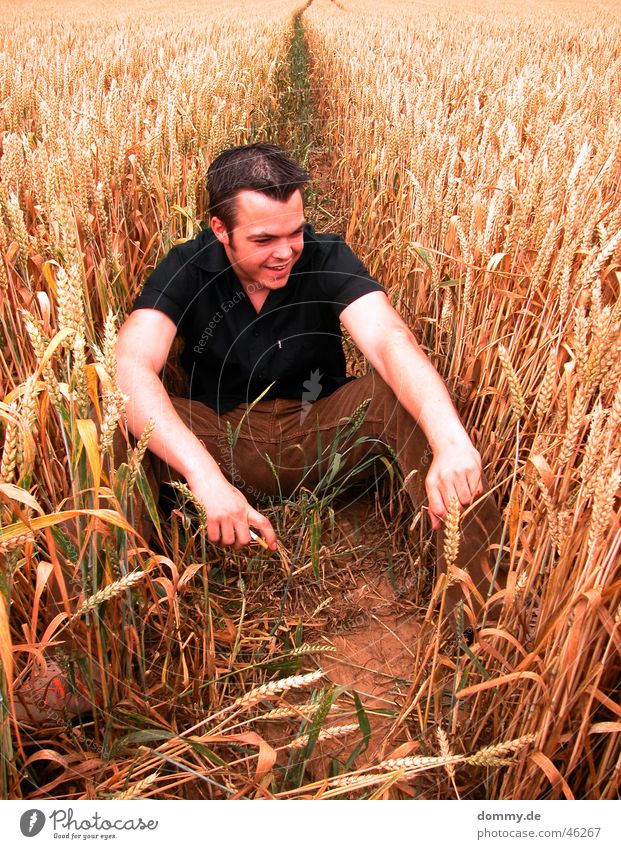 He has a good laugh... Man Field Cigarette Summer Forest path Pants Shirt Thomas dommy Sit Grain Hair and hairstyles Nose Eyes Mouth Arm Legs Laughter