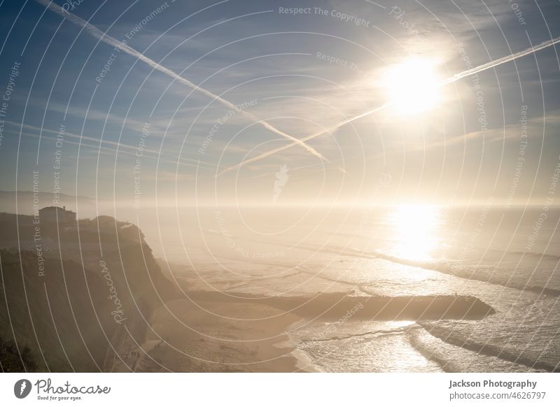 Beautiful South Beach covered with sea breeze in Ericeira, Portugal ericeira portugal ocean beach background sun abstract mafra people sul surfer south baleia