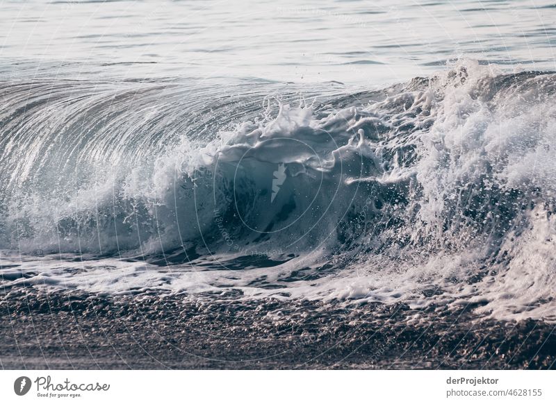 Strong swell after a storm in the Azores IX Central perspective Deep depth of field Sunlight Reflection Contrast Shadow Copy Space middle Copy Space bottom