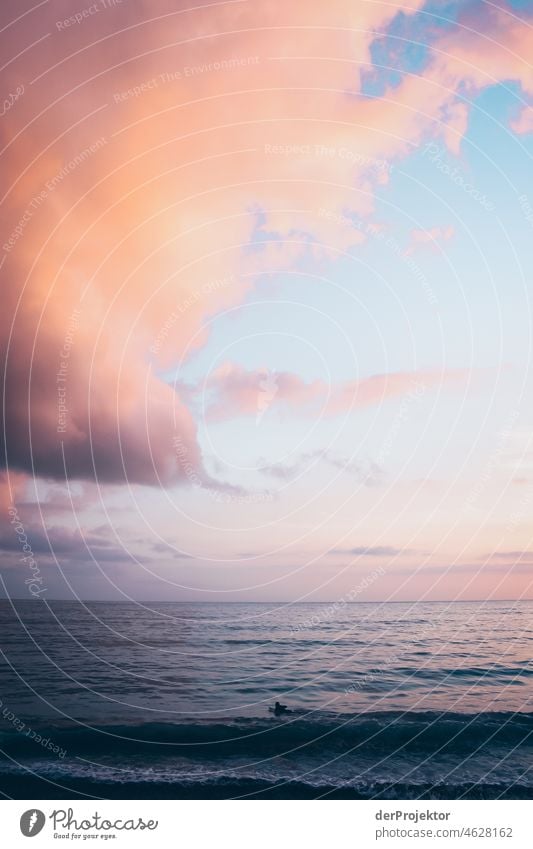 Waves on shore during sunset in Azores V Central perspective Deep depth of field Sunlight Reflection Contrast Shadow Copy Space middle Copy Space bottom