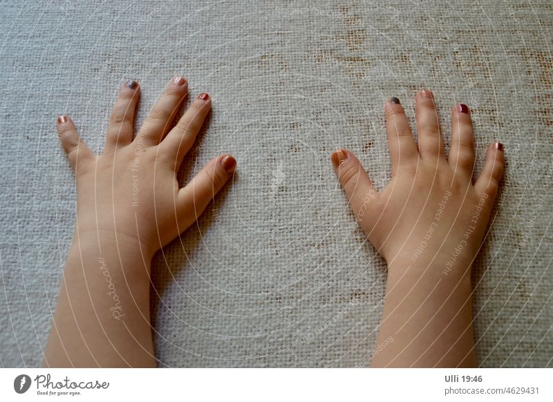 Girl slowly grows up. It starts with the fingernails! :-) Child Human being Infancy Feminine pretty Colour photo Close-up 3 - 8 years Interior shot Hands apart