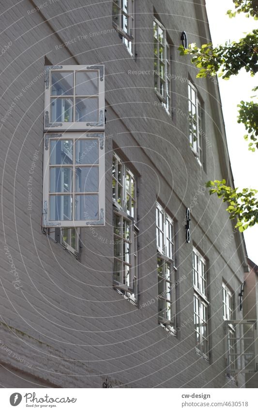 Outward opening windows in Lüneberg Window Facade Danish windows outward opening windows on the outside House (Residential Structure) Apartment house