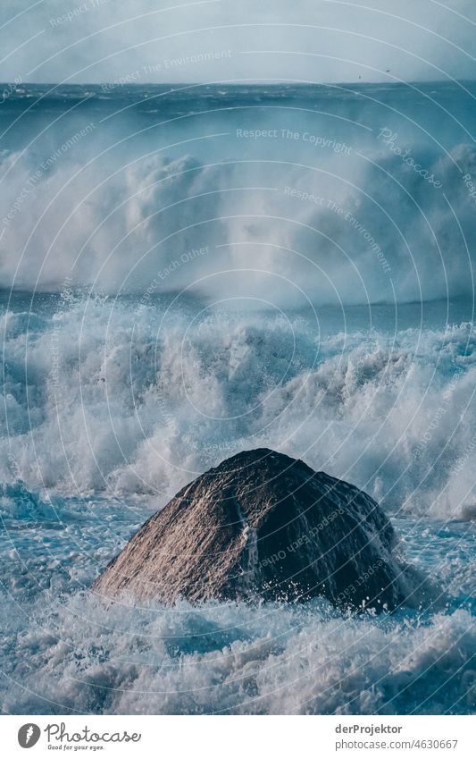 Strong swell after a storm in the Azores VI Central perspective Deep depth of field Sunlight Reflection Contrast Shadow Copy Space middle Copy Space bottom