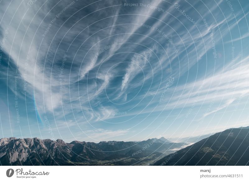 Sky sign over the Enns valley and the Planai. Cloud atmosphere. Beautiful weather cloud atmosphere silent tranquillity Blue Panorama (View) Clouds