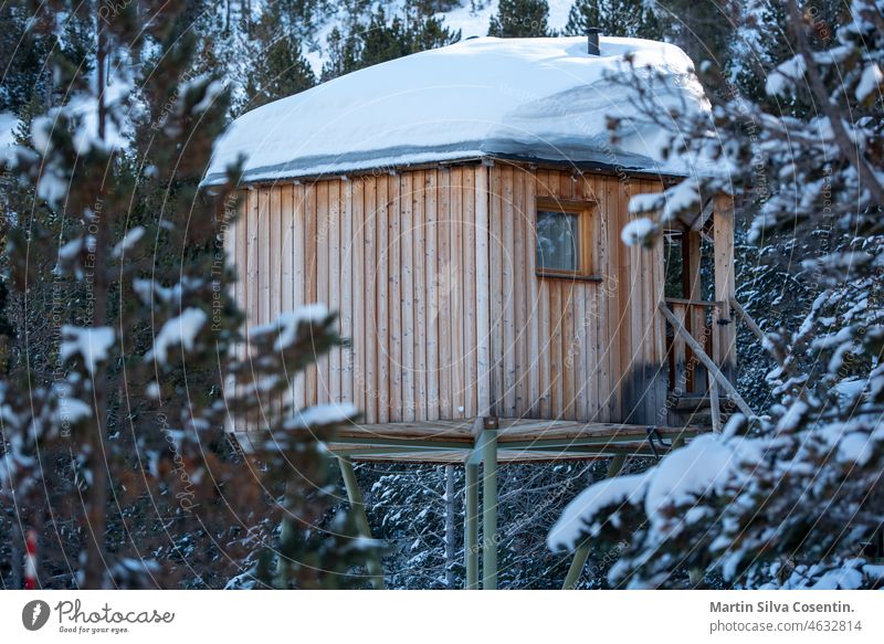 Rustic cabin in the mountains of the Pyrenees in the inerno of 2022 alpine andora andorra architecture canillo cold europe forest grandvalira hermitage hotel