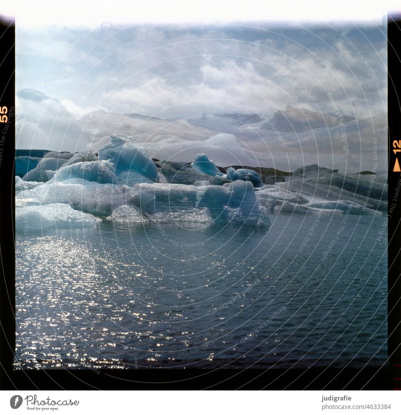 Iceland Fjallsárlón Glacier Frost Exceptional Fantastic Cold naturally Wild Lake Lakeside Climate Climate change Nature Landscape Elements Sky Clouds Weather