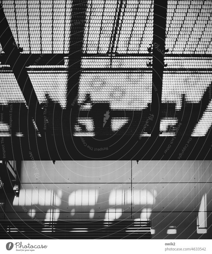 metaphysics Stairs Deserted Abstract Pattern Copy Space bottom Black & white photo Contrast Exterior shot Detail Sunlight Unclear Shaft of light Wall (building)