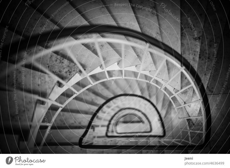 stairwell Staircase (Hallway) Stairs Tall High-rise vertigo Vertigo Giddy Building Spiral Winding staircase Deep Banister rail House (Residential Structure)