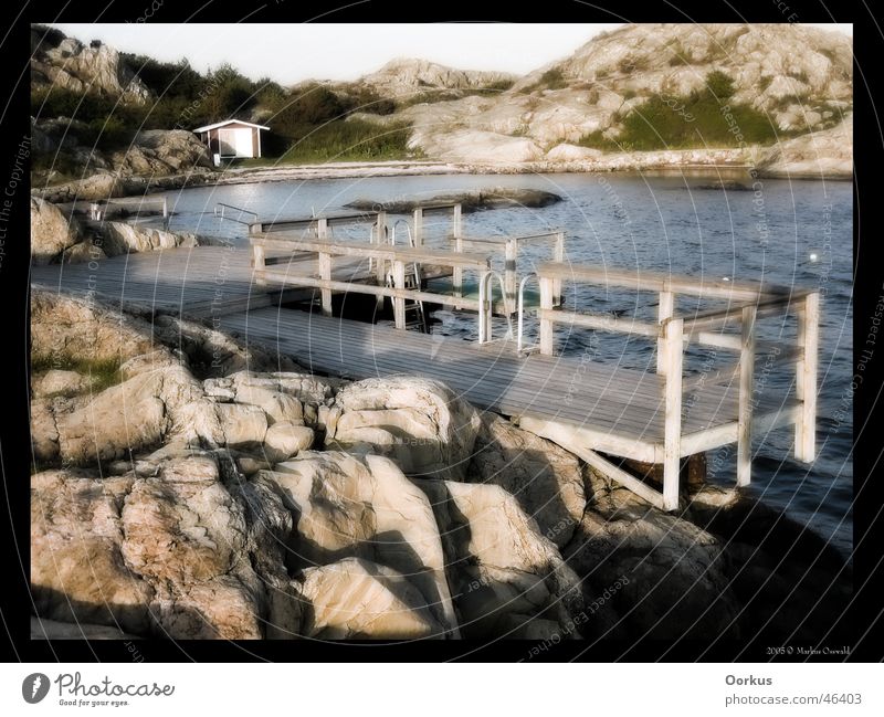 Bathing place at Brännö Ocean Beach Göteborg Rock Sweden footbridge