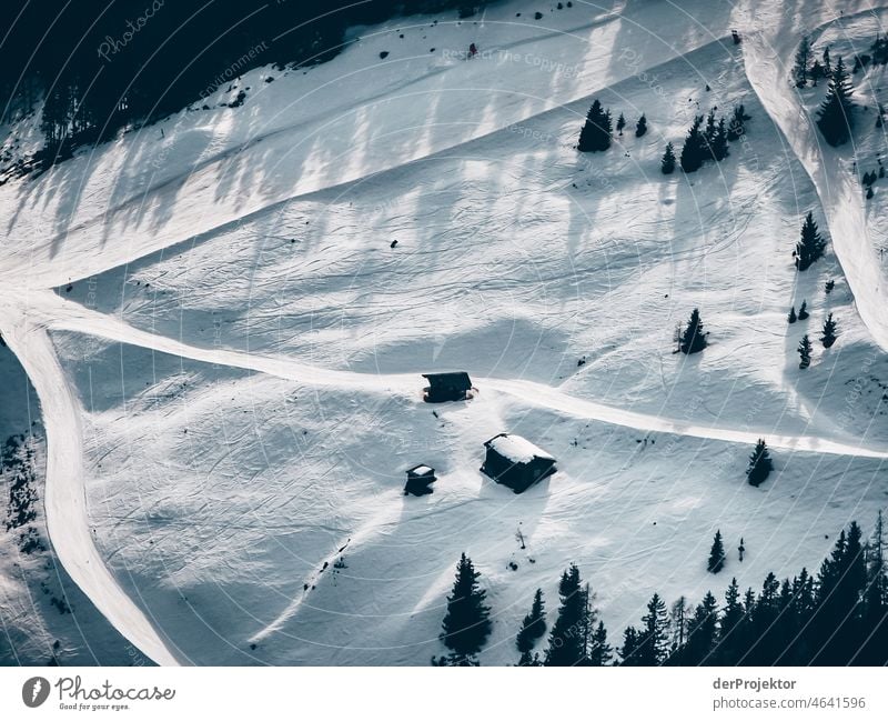 View of snow covered landscape with huts in Neukirchen Snowscape Mountain range Panorama (View) Long shot Deep depth of field Sunlight