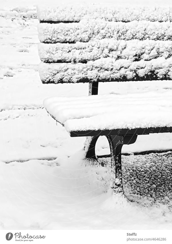 winter in the park bench Park bench Snow Snow layer snow-covered Empty December Winter break Winter shoes Winter Silence snowy Break chill forsake sb./sth.