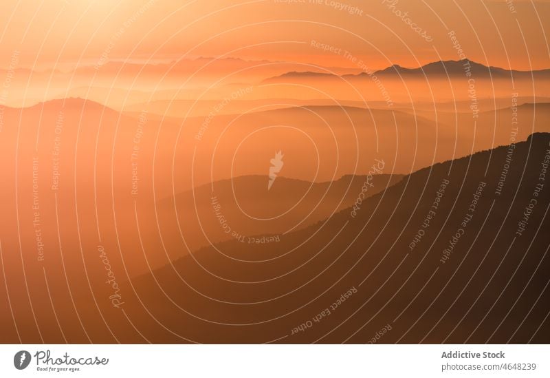 Picturesque view of mountainous area in Spain range sierra de guadarrama nature fog sunrise winter ball of the world haze highland spain madrid cloudy mist