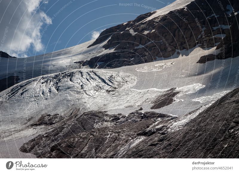 Glacial remains in the sun in the mountains of South Tyrol Panorama (View) Central perspective Deep depth of field Silhouette Contrast