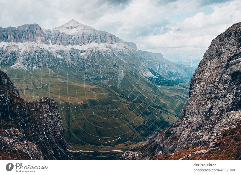 Mountain peak with snow in the mountains of South Tyrol Panorama (View) Central perspective Deep depth of field Silhouette Contrast Light (Natural Phenomenon)