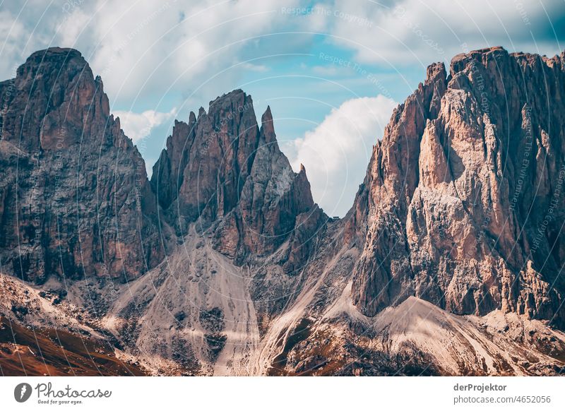 Rock walls in the sun in the mountains of South Tyrol Panorama (View) Central perspective Deep depth of field Silhouette Contrast Light (Natural Phenomenon)