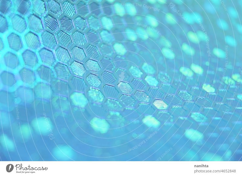 Retro futuristic texture in blue tones synthwave retrowave duotone background focus bokeh pattern abstract technology turquoise glitter iridescent bright