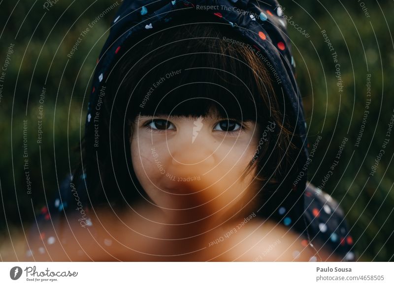 Cute girl looking at camera Girl Child 3 - 8 years Caucasian Eyes Looking into the camera pointing at camera Portrait photograph Infancy Face Human being