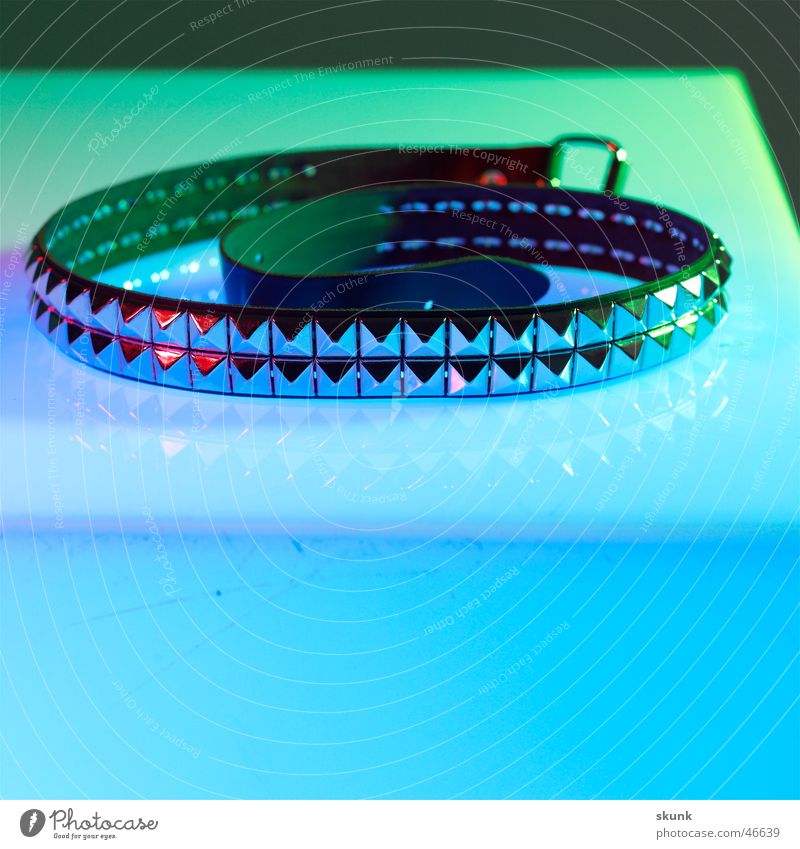 Rivet Belt 1- Spiral Colour transition Leather Reflection Green Point Punk Blue