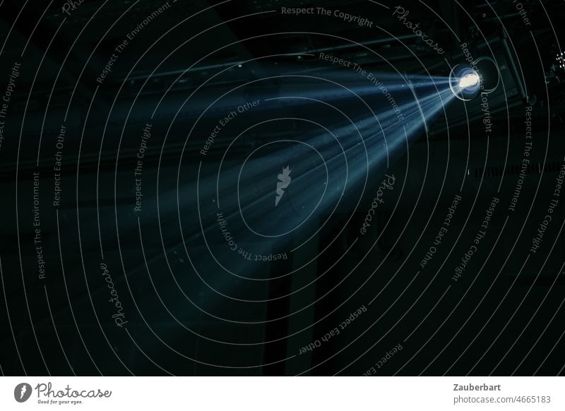 Spotlight sends beam of light through the darkness Floodlight Light Beam of light Laser jet Dark Flare Light (Natural Phenomenon) Shows Stage Black