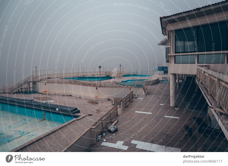 Abandoned "Pools of São Pedro de Moel": View of the terrace Force of nature Experiencing nature Copy Space middle Structures and shapes Contrast Reflection