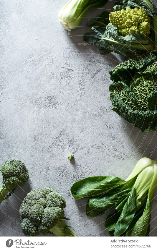 Top view vegetables composition fruit food cabbage fresh organic healthy background ingredient raw broccoli diet top green natural white concept vegetarian