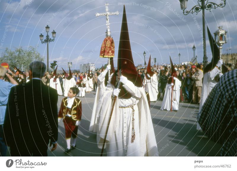 Semana Santa in Cordoba Holy Week Easter Procession Spain Andalucia Nazareno Fear Religion and faith Belief Man White Black Festive Ceremony Audience