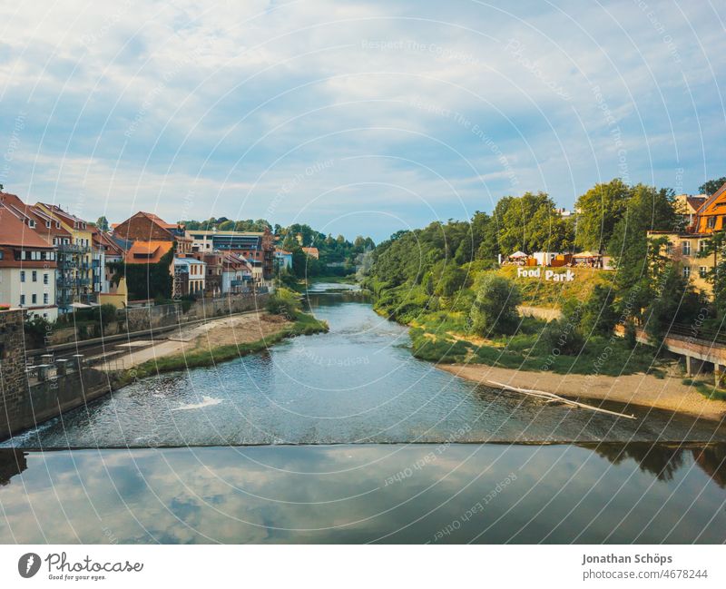 Lusatian Neisse in Görlitz / Zgorzelec Most Staromiejsky goerlitz Border Country border Tourism Summer Beautiful weather River Water Blue sky Poland Germany