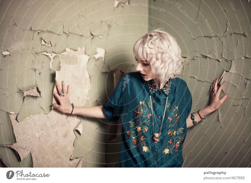 against the wall III Human being Feminine Young woman Youth (Young adults) Woman Adults Life Body 1 18 - 30 years Summer Beautiful weather Ruin Wall (barrier)