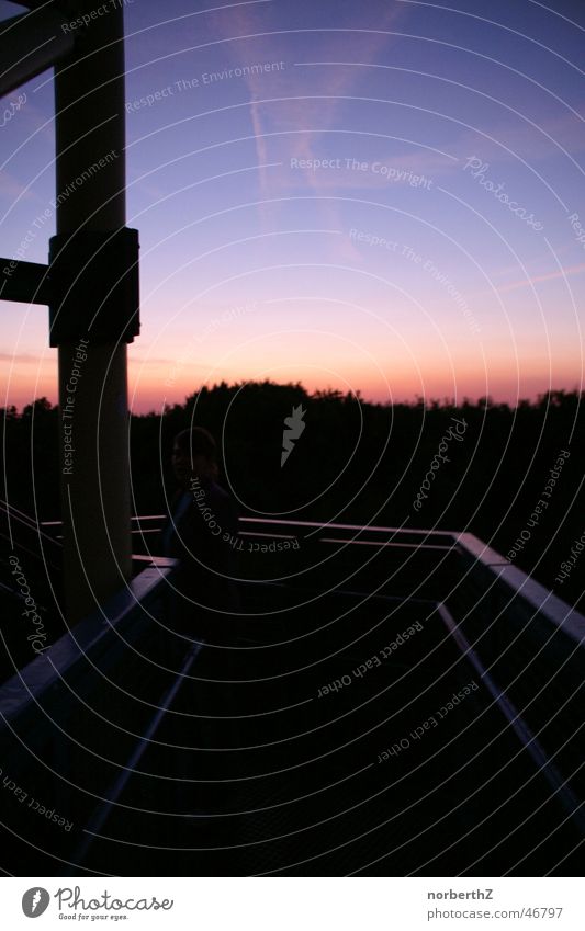 Sunset in Hüls Lookout tower Krefeld Night Mountain Blue Orange Sky Vantage point