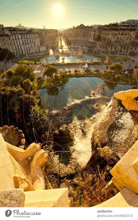 Marseille / Parc Longchamps at sunset Old Old town Architecture holidays Fountain France Historic downtown Medieval times Mediterranean sea park parc longchamp