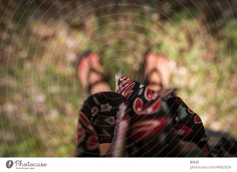 Enter the summer... Flower self Meadow Under blurriness pretty Summer Summer vacation Summery Legs Feet Footwear Woman Human being Stand feet Feminine Barefoot