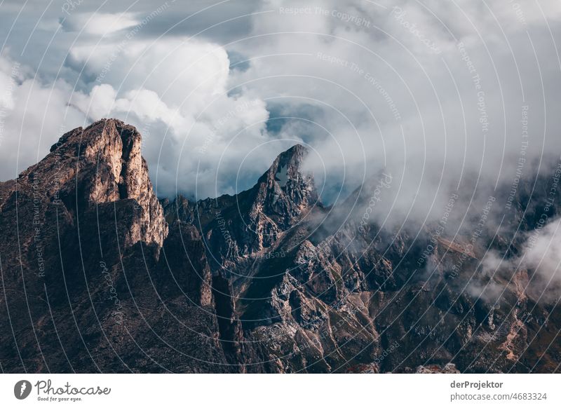 Fog in the mountains of the Dolomites III Experiencing nature Willpower Passion Vacation & Travel Tourism Movement Central perspective Long shot Panorama (View)